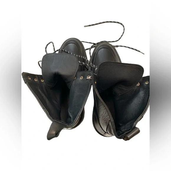 NWT The Kooples High Top Black Leather Biker Combat Boots In Ranger Style Size 8 - Picture 16 of 16